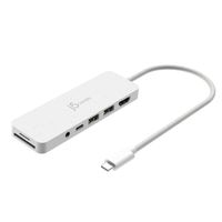J5create
Мультиадаптер USB-C 6-в-1 (хаб/HDMI/картридер/аудіо), білий